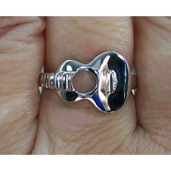 925 STERLING SILVER Acoustic Guitar Musician Ring - Picture 4 of 14